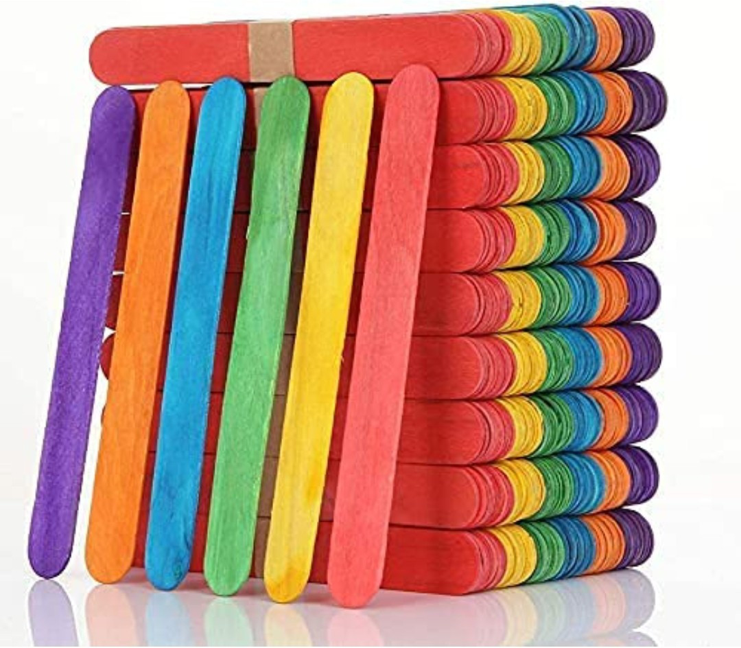 imtion ( 240 Pcs Coloured Wooden ice Cream Sticks multi color ) Popsicle Sticks & Spoon Colourful Stick Craft Work- Multi Color image 1