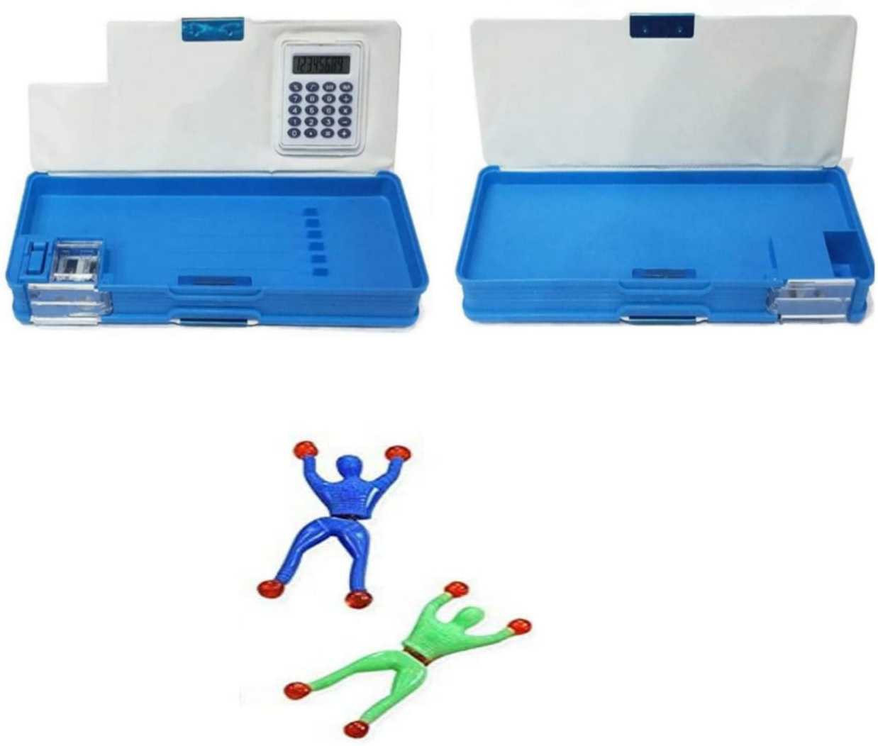 imtion 2 in 1 ( Pencil box with calculator attached + 2 pcs Spider Chipku toys Multi color ) Rendom colour and Deghne Mey Very image 1