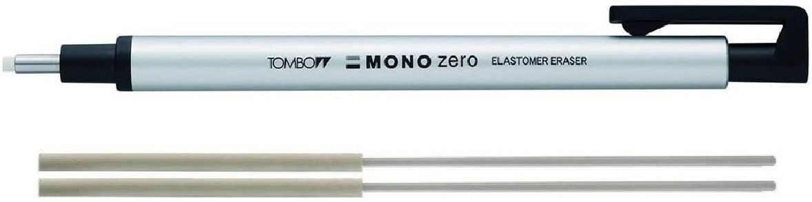 Mono Zero Silver Round Shape 2.5mm Eraser and Extra Refill Non-Toxic Eraser-image-16