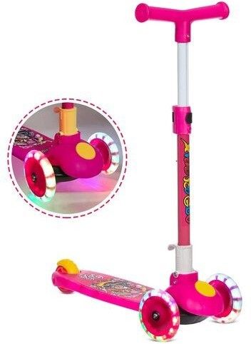 Adjustable Height LED light scooter foldable with PU Wheelsand Brakes