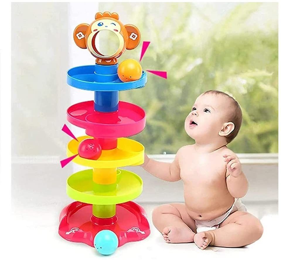 Children Preschool Fun Stack 5 Layers Tower Ball Rolling Game Play Activity-image-14