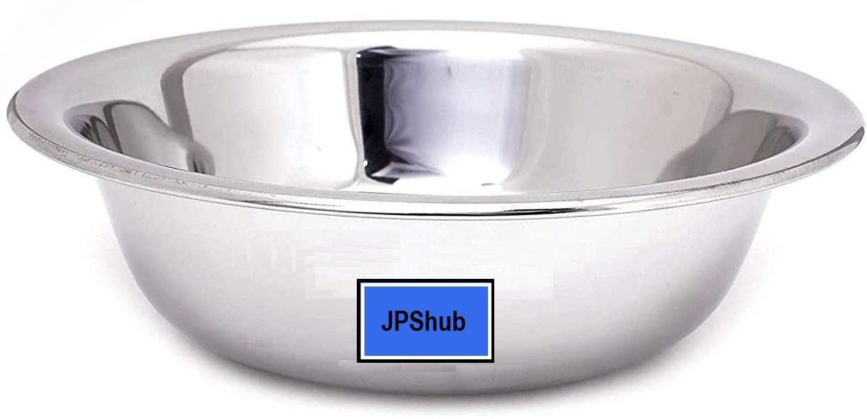 Stainless Steel Mixing Bowl Heavy Gauge Stainless Steel Solid Mixing Bowl/Atta Parath, 28 cm, 1 Piece, Silver-image-18