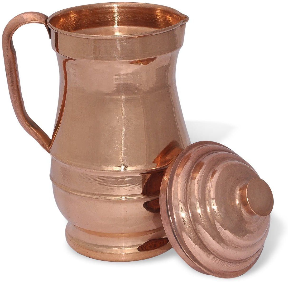 Handcrafted Water Pitcher Smooth Finished Maharaja Jug Copper Pitcher Jug Tray Set-image-13