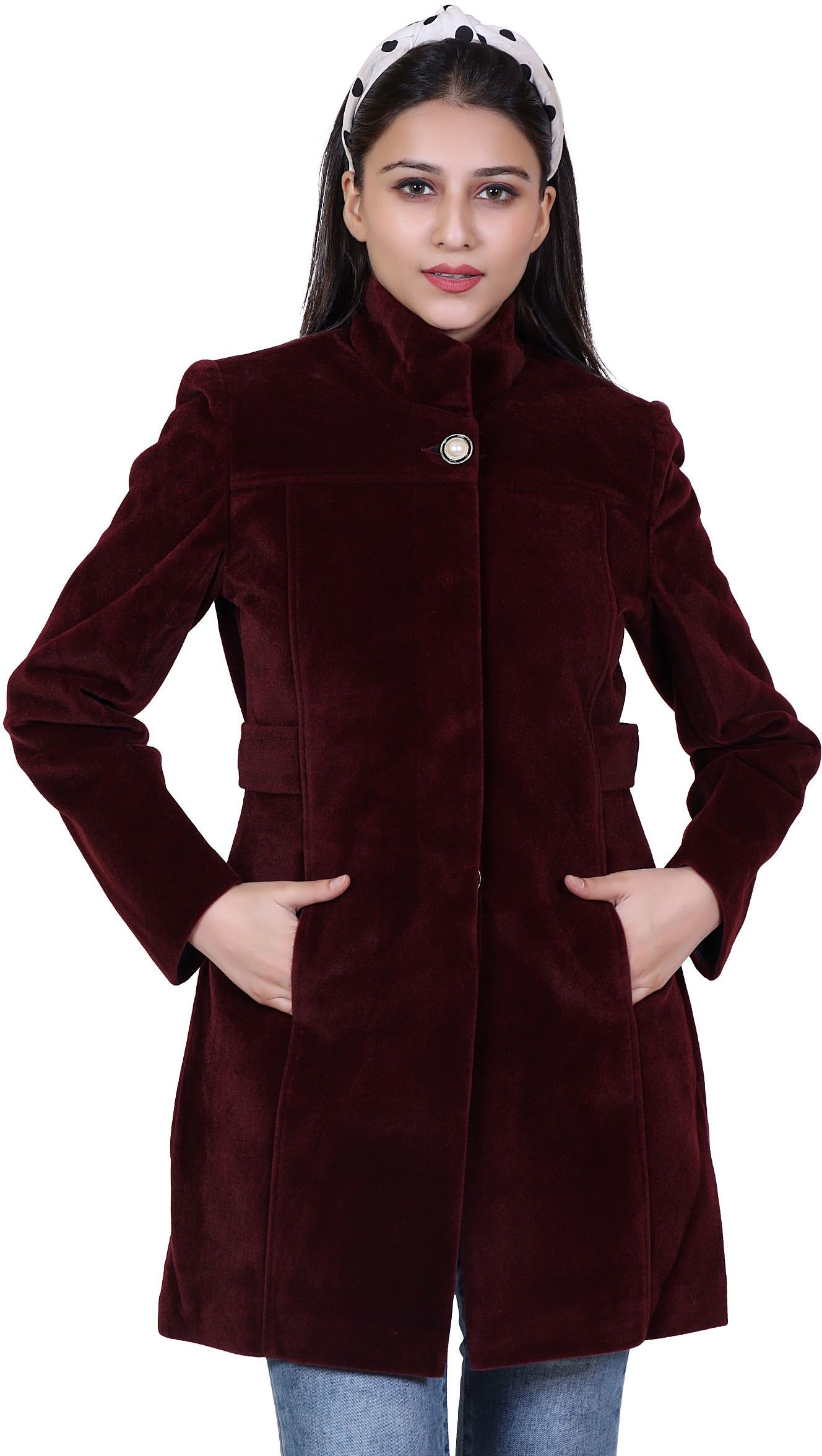 comfy sparrow Woolen Polyester Blend Solid Coat For Women-picture-20