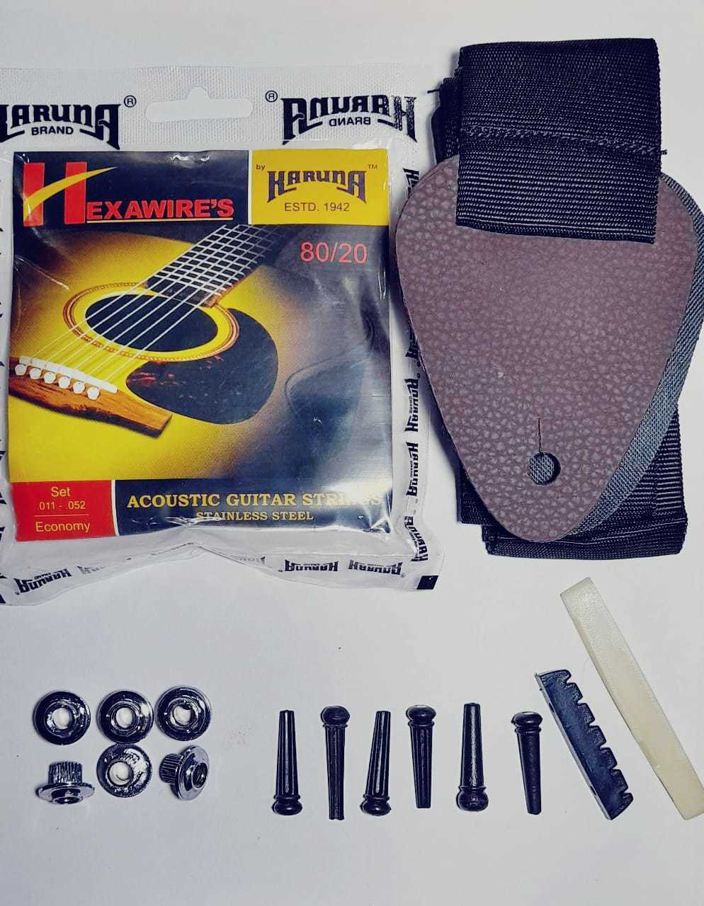 karuna Acoustic 1SET KARUNSA STRING BRIDGE PIN SADDLE NUT FILLER BELTCC Guitar String image 1