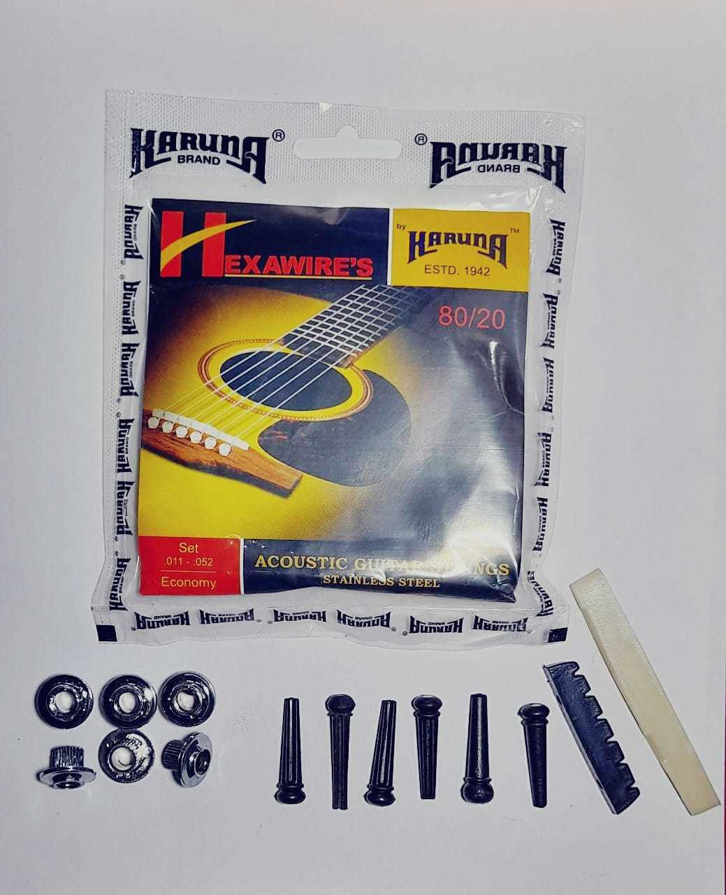 karuna Acoustic 1SET KARUNAA STRING BRIDGE PIN SADDLE NUT FILLE Guitar String image 1