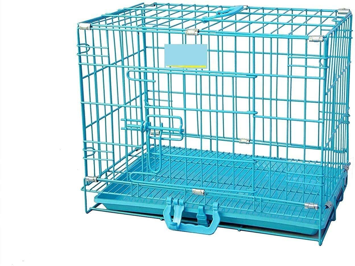 Dog Cage - Powder Coated, Single Door Folding Metal Cage/Crate/Kennel with Removable Tray and Paw Protector for Dogs, Cats and Rabbits - 18 Inch - Blue Hard Crate Pet Crate-image-24