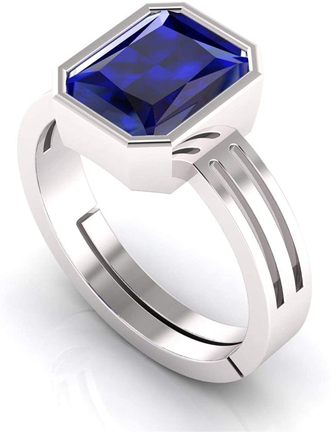 9.25 Ratti Silver Blue Sapphire Neelam Ring Silver Sapphire Ring