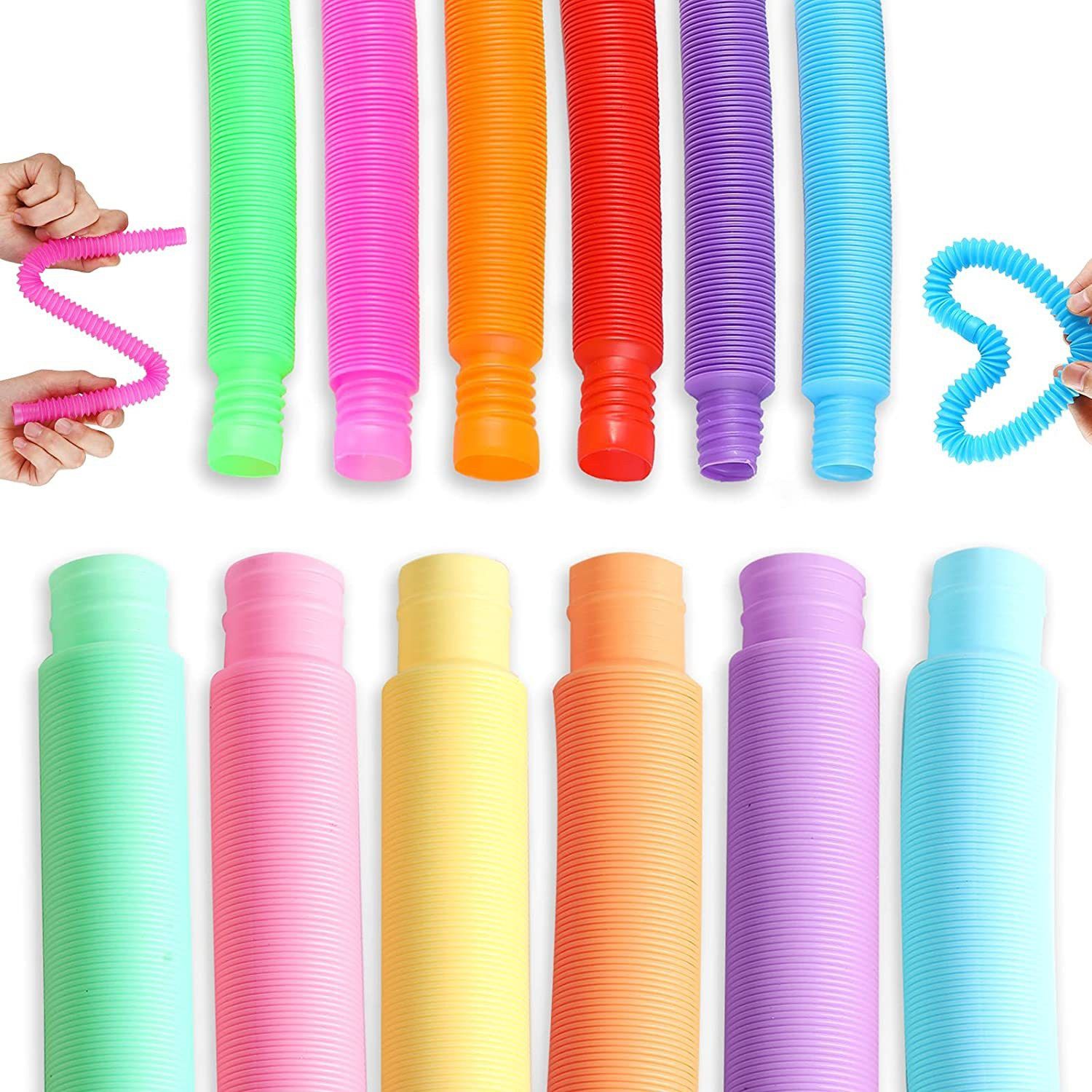 Pop Tubes Fidget Toy 12 Pack for Kids and Adults, Popping Fidget Tube Autism Sensory Toy, Fine Motor Skills Toddler Toys, Classroom Fidget Toys for Boys and Girls-image-45