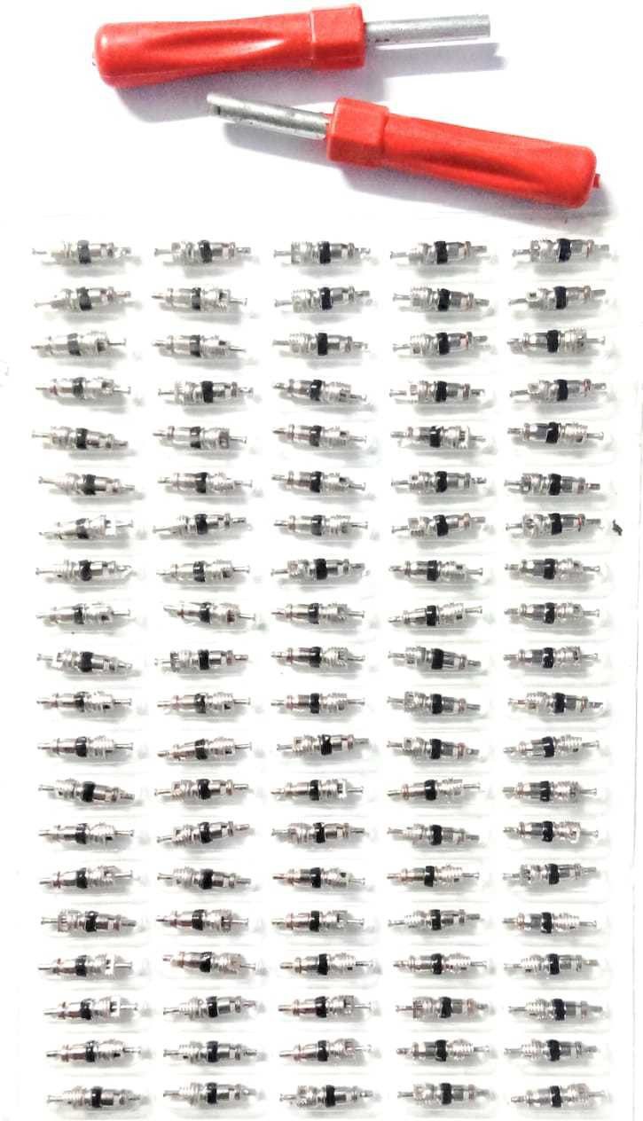 Car Motorcycle Bike Truck Replacement Tire Tyre Valve Stem Core Part -100 Pieces with Set of 2 Car Truck Bike Tire Valve Stem Core Remover Removal Repair Tool Tire Valve Stem Core