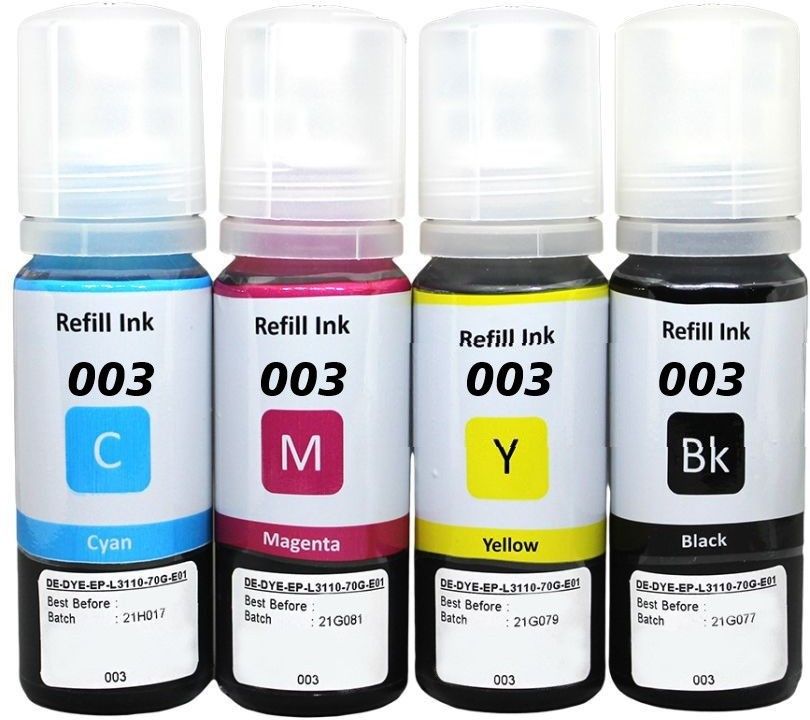 Teqbot 003 Refill Epson Ink 4 Ink Bottle Black + Tri Color Combo Pack Ink Bottle-image-8