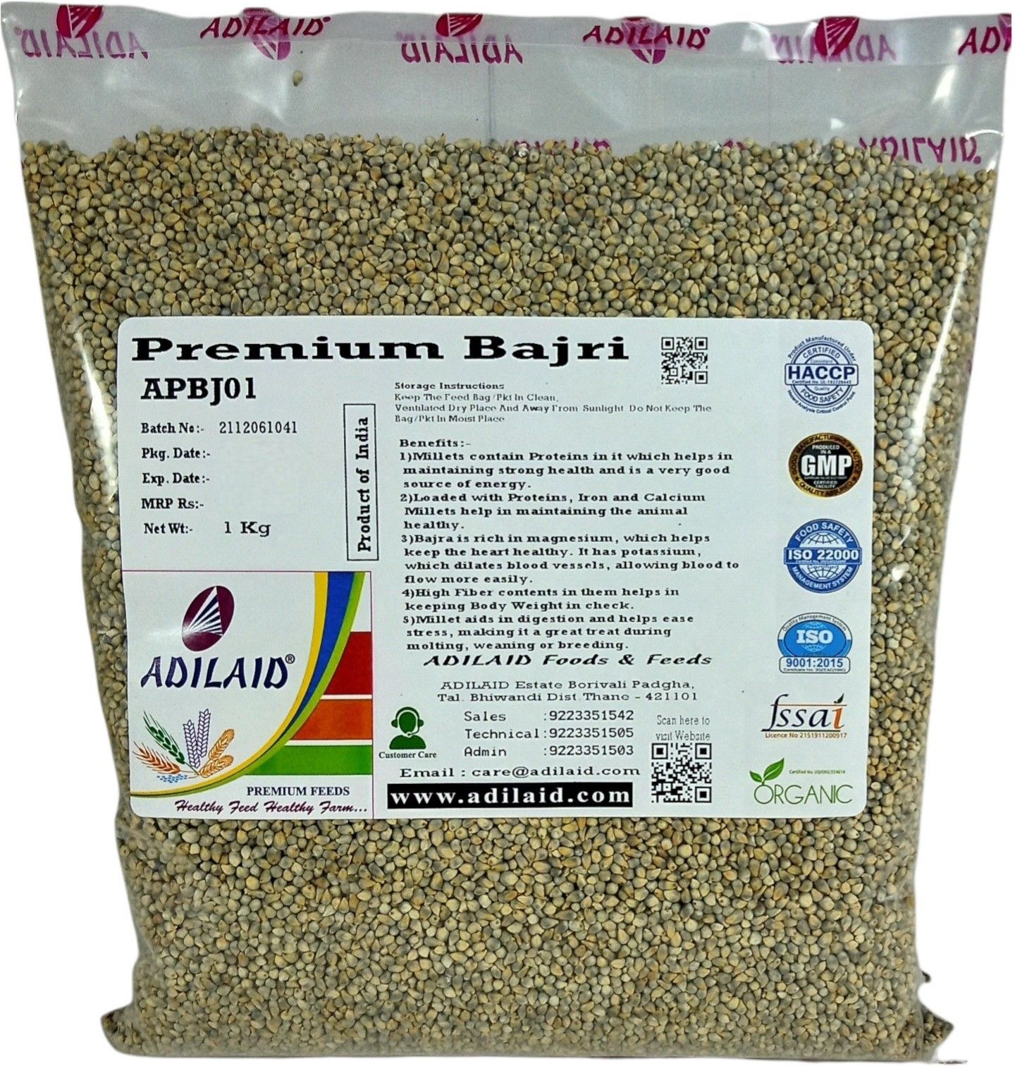 adilaid Premium Bajri 1 kg Dry New Born, Young, Adult, Senior Bird Food-picture-28