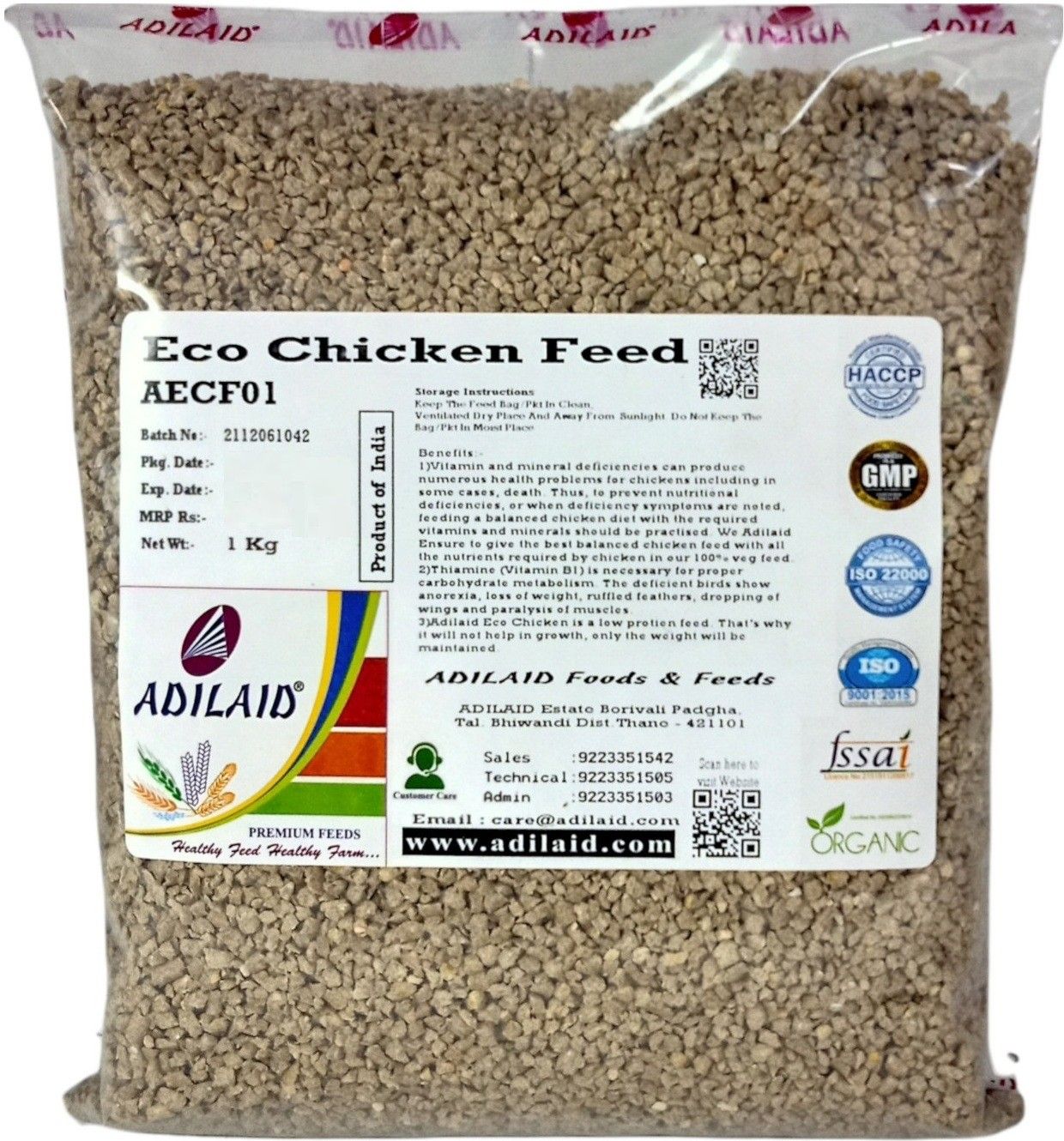 adilaid Eco Chicken Feed 1 kg Dry New Born, Young, Adult, Senior Bird Food-picture-42