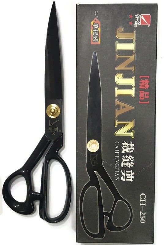 Tailoring Scissor Full Black with Rubber Handle | Professional Cloth Cutting Comfort Grip Sharp Edges with Golden Rivet (10 inch) Scissors-image-21