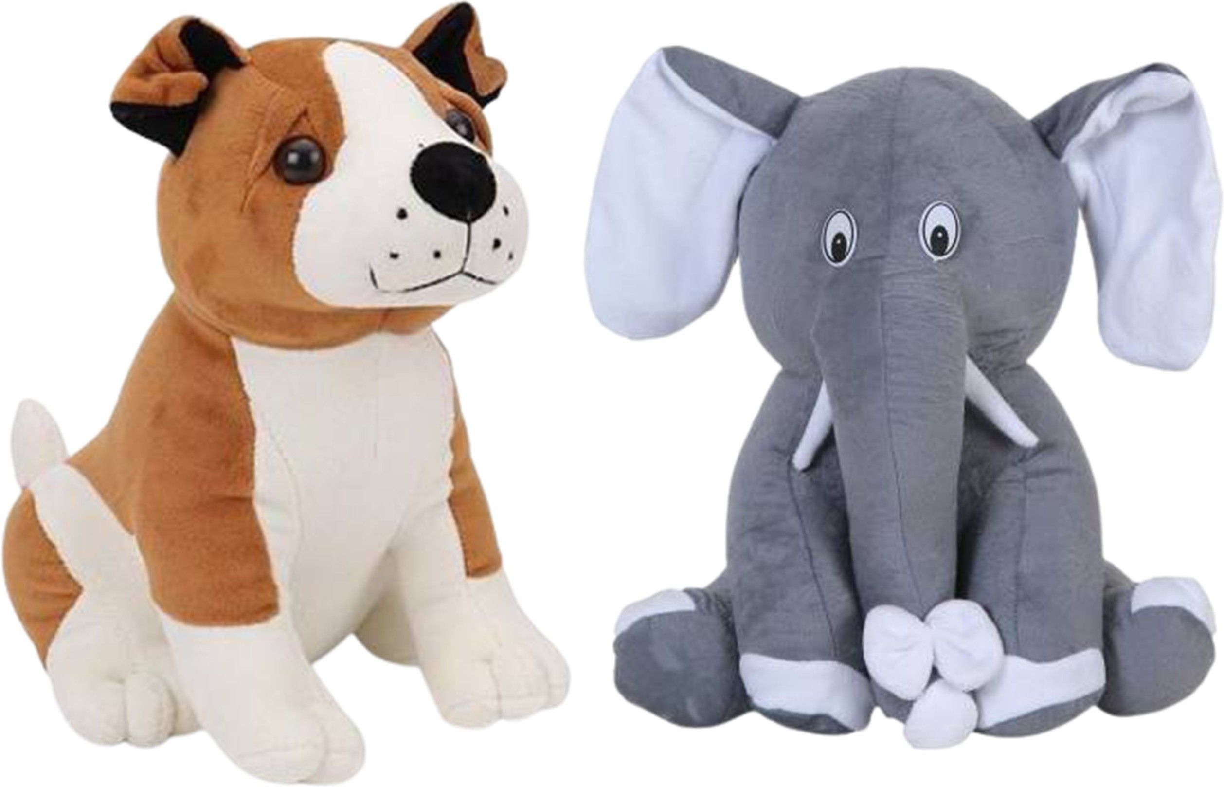 Premium quality pack of 2 soft toys/ adorable BULLDOG and SITTING ELEPHANT/ stuffed animals for kids, birthdays , and all special occasions - 25 cm-image-10