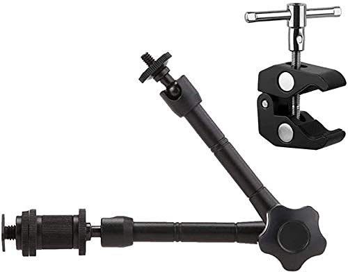 MILLETS Branded 11inch Adjustable Articulating Frction Magic Arm with Large Super Clamp Mount Compatible with DSLR Camera Rig, LCD Monitor, LED Lights, Flash Lights, Microphones, DJI Osmo,Smart Phone Tripod Ball Head-image-1
