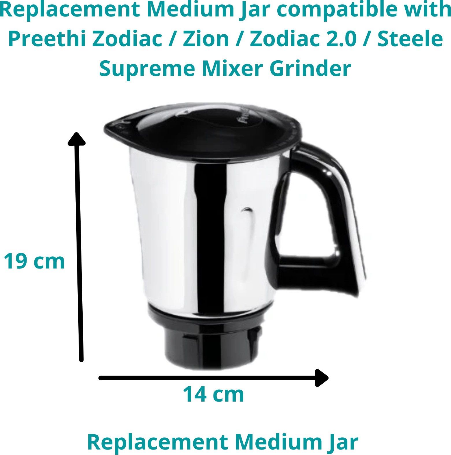 touch n feel Replacement Medium Jar compatible with Preethi Zodiac / Zion / Zodiac 2.0 / Steele Supreme Mixer Grinder Mixer Juicer Jar-picture-13