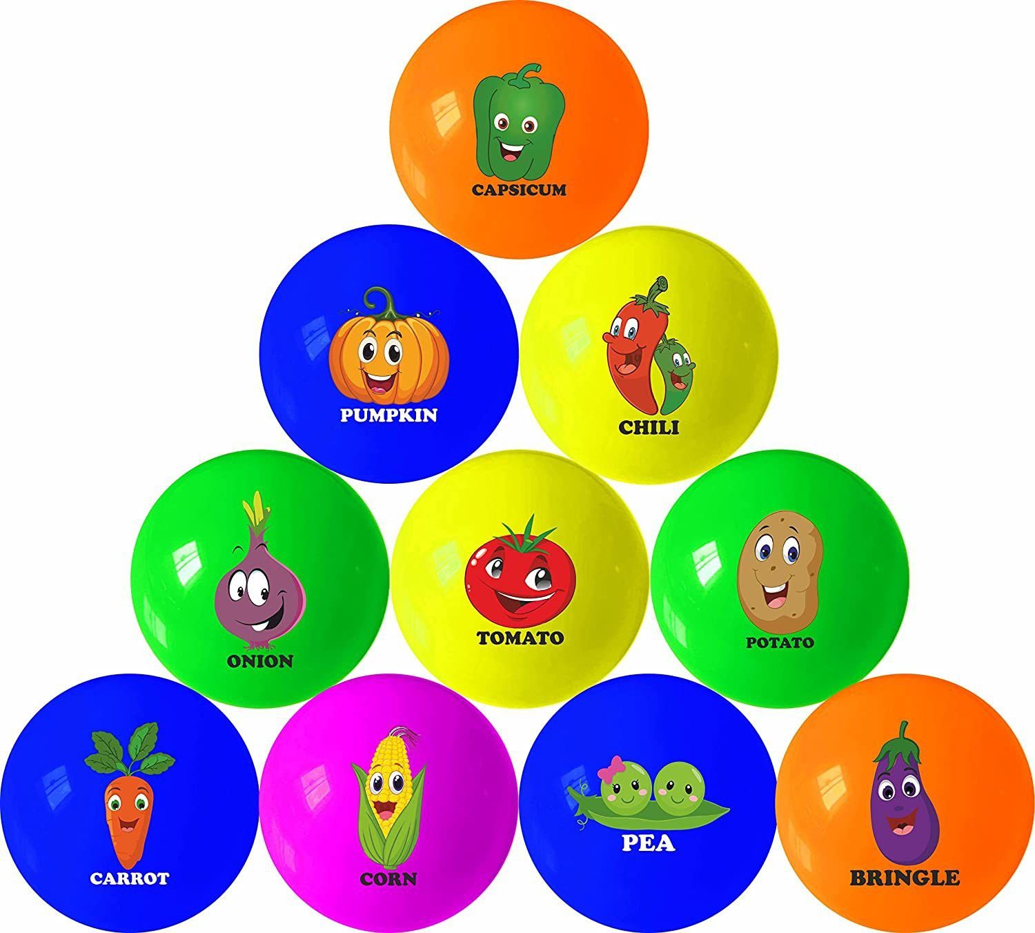 Fun Ball Colorful Printed Educational Toy Scented Ball for Kids, Inflatable Soft PVC/Rubber Perfect Size for Indoor/Outdoor Play - Vegitable Ball Set (10 Pcs)-image-18