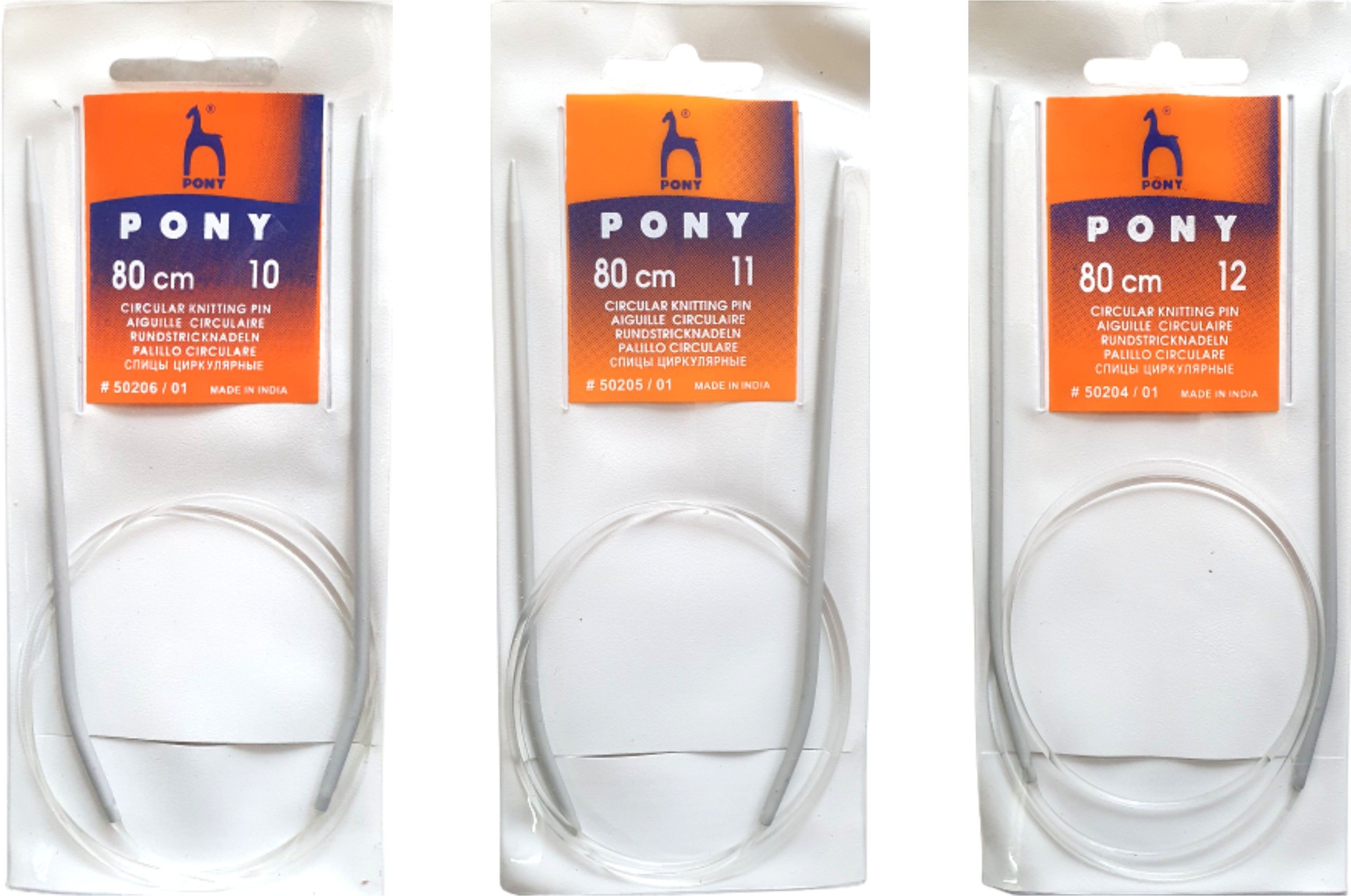 pony Aluminum 80cm Circular Knitting Pins Needles, No 10, 11,12- Set of 3 Knitting Pin-picture-29