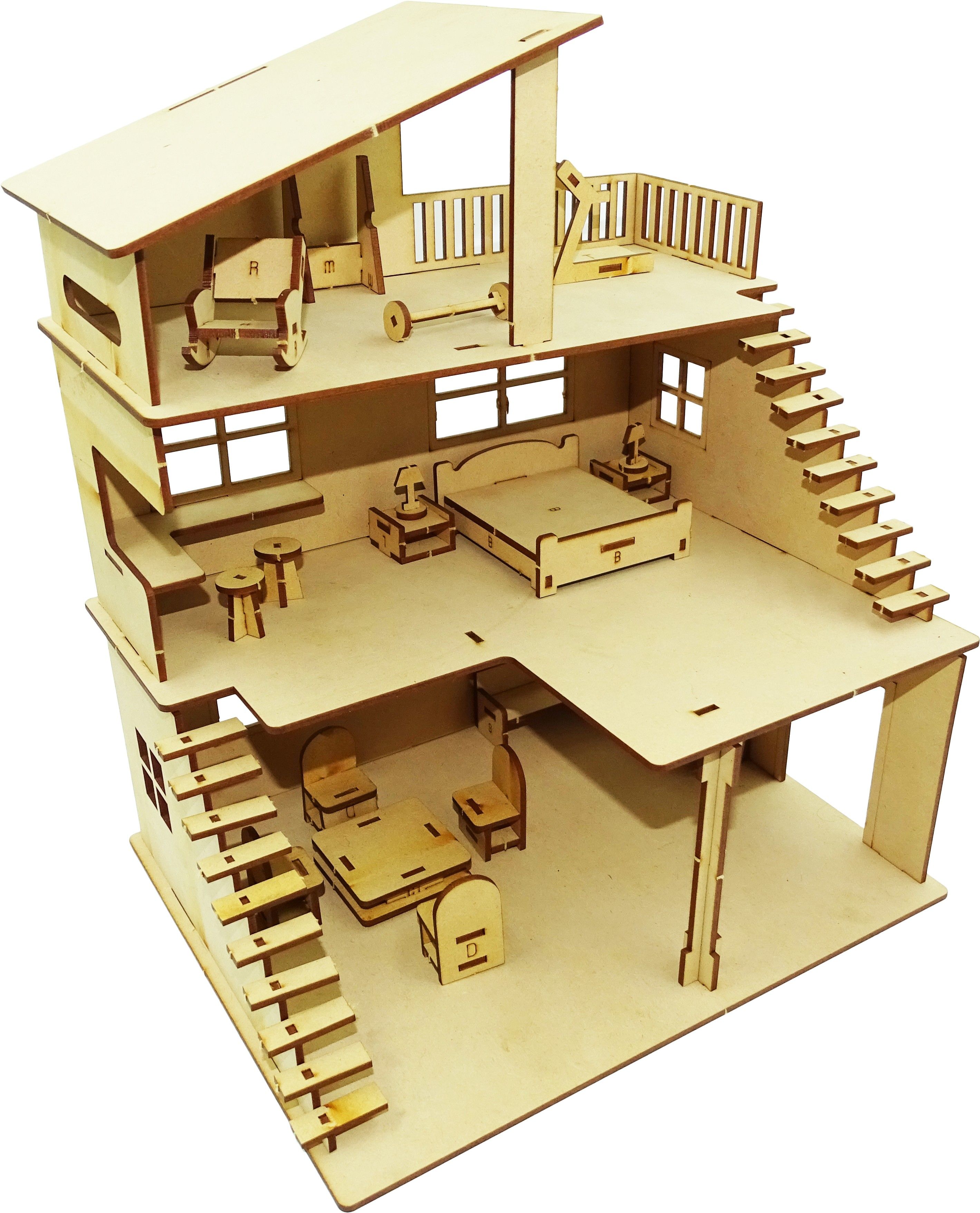 DIY –DO IT YOURSELF DOLL HOUSE FOR KIDS – INCLUDES BEDROOM FURNITURE , DINING ROOM FURNITURE, DRAWING ROOM FURNITURE, GYM EQUIPMENTS| 108 PIECES DOLL HOUSE FOR GIRLS| BEST BIRTHDAY GIFT FOR GIRLS|RETURN GIFT FOR GIRLS