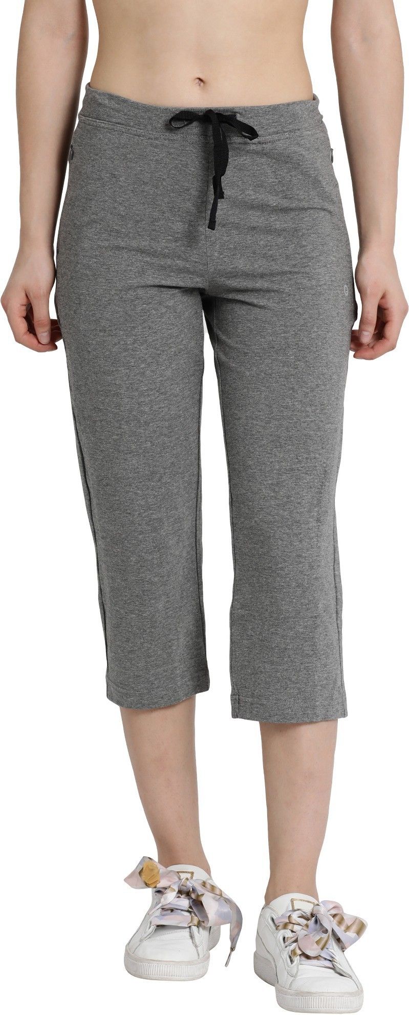 enamor E018 Mid-Rise Straight Leg Women Grey Capri-picture-13