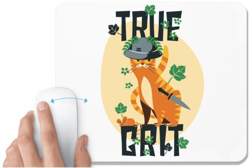 UDNAG White Mousepad 'Cat | true Cat Grit' for Computer / PC / Laptop [230 x 200 x 5mm] Non Slip Base Mousepad image 1
