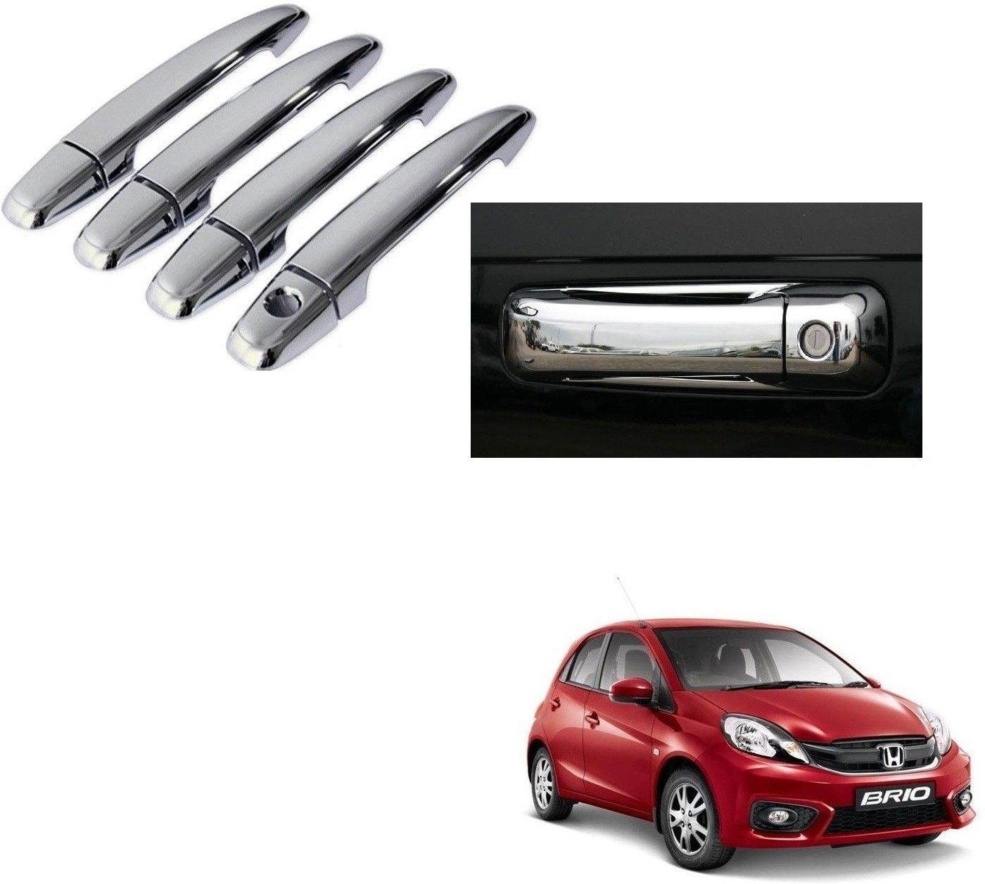 auto addict Car Chrome Handles DOOR Latch cover set of 4 Pcs FOR HONDA BRIO Car Grab Handle Cover-picture-14
