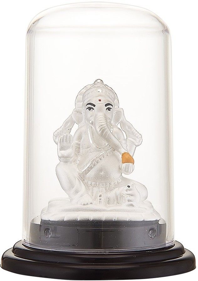 silverspot jewel 999 Pure Silver Ganesha/Vinayaka Beautiful Idol/Statue/Murti with Acrylic Base for Pooja/Gift Item for ospicious occassions Decorative Showpiece - 9 cm-picture-16