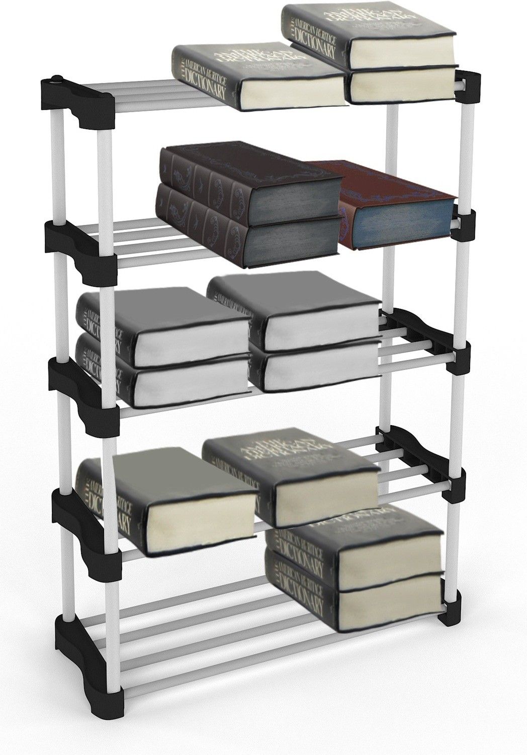 trendy Cady Premium Metal Stackable and Durable Multipurpose Rack (Black) (5 Shelves) Metal Open Book Shelf-picture-20