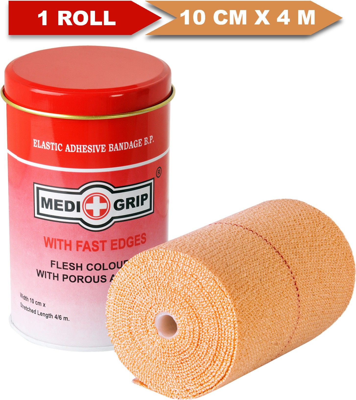 Elastic Adhesive Bandage 10 cm X 4 m (Pack of 1) Crepe Bandage
