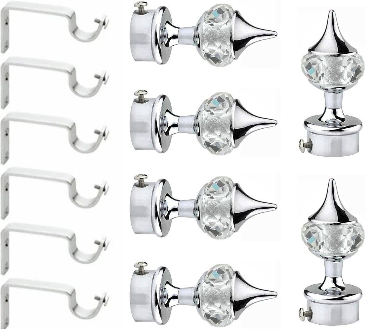 Silver Curtain Knobs, Rod Rail Bracket Metal-image-24