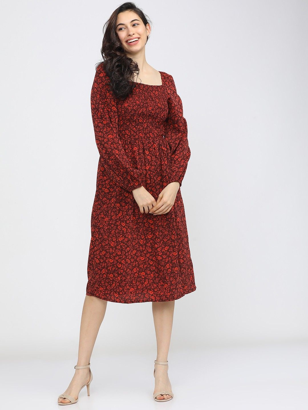 Women Skater Multicolor Midi/Calf Length Dress-image-2