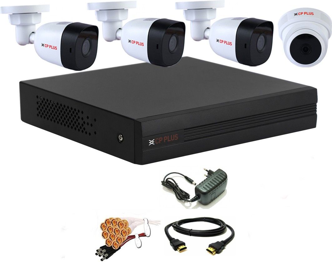 CP PLUS 4 Channal HD DVR 1080p 1Pcs,Bullet HD Camera Plug-n-Play Crystal IR LEDs for clearer Night Vision 2.4 MP 3Pcs,Dome HD Camera Plug-n-Play Crystal IR LEDs for clearer Night Vision 2.4 MP 1Pcs,HDMI cable 1Pcs,Bnc & Dc connectors,combo set Security Camera-image-6