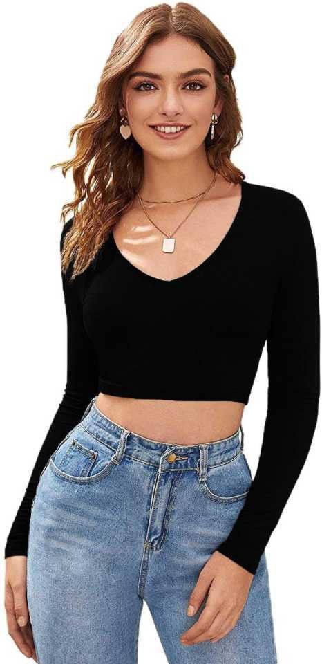 london belly Casual Regular Sleeves Solid Women Black Top-picture-33