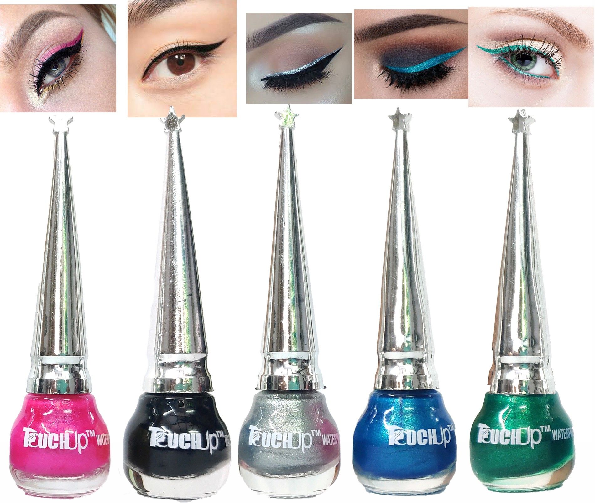 Waterproof Glitter Liquid Eyeliner set of 5, 5ml Each, Green, Skyblue, pink, Matte Black and Silver 25 ml-image-12