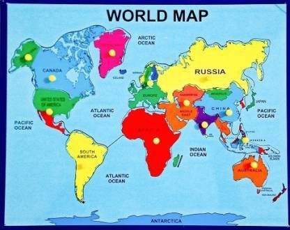 Wooden World Map Puzzles Educational Games for Kids, Puzzles Learning Games for Boys & Girls (13 Pieces)-image-1