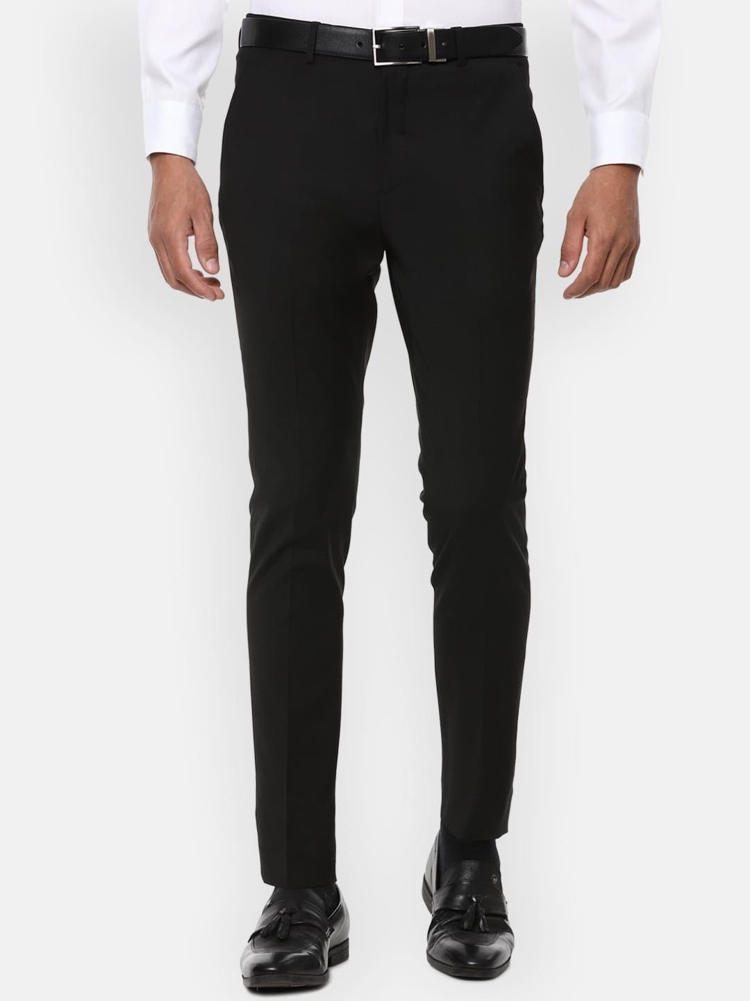 maleno Men Slim Fit Black Viscose Rayon Trousers-picture-28