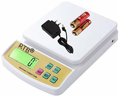 RTB Weight Machine | Weighing Scale, SF400A Digital Weight Machine, Weight Machine for Home Kitchen & Shop, Multipurpose Portable, Electronic Weight Machine, (10 Kg Kitchen Scale with Adopter) Weighing Scale (White) Weighing Scale image 1