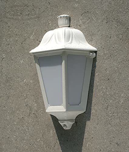 Victoria Half E27 Outdoor Wall Light White Resin with Frosted Diffuser Gate Light Outdoor Lamp-image-1
