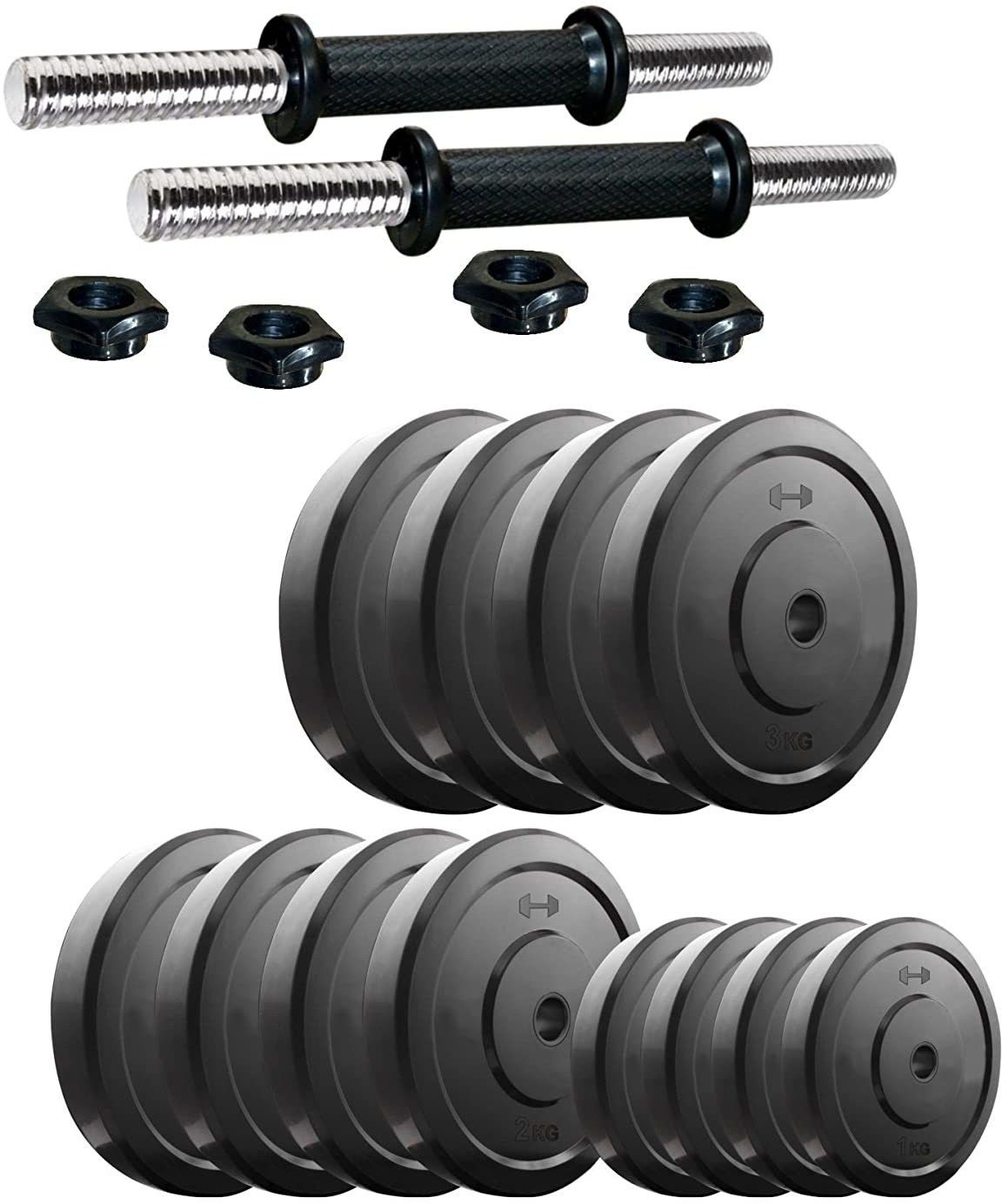 ymd 0.2 kg 30 kg of rubber weight (2 kg x 4 = 8 kg + 2.5 kg x 4 = 10 kg + 3 kg x 4 = 12 kg) Home Gym Combo-picture-16