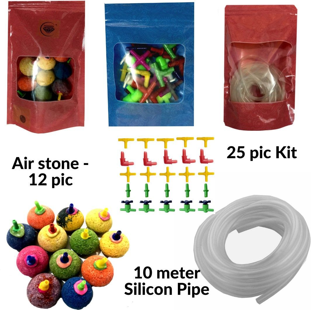 Super Soft Silicon Oxygen Pipe Pump Hose-Air Bubble Stone Aquarium Fish Tank White, 10 M/4x6 Mm Air Tube with 12pcs Air Stone and Air Tube Outlet Multicolor Connector 25 Pieces Aquarium Air Stone-image-28