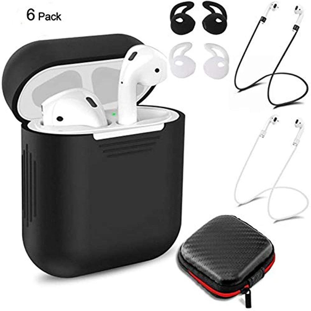 Zorbes 6 Pcs/Set AirPods Case Silicone Protective Cover Earphone Cable Organizer