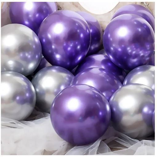 blisskart Solid (Pack of 200) (Purple + Silver) Metallic Balloons for Birthday Decoration / Anniversary Party Decoration Balloon-picture-13