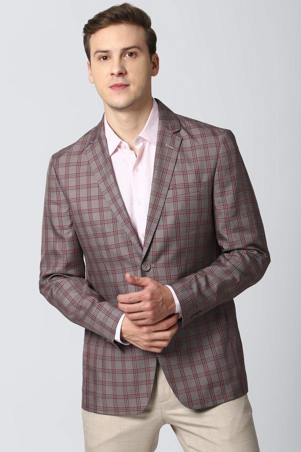 peter england Men Checkered Single Breasted Casual Blazer-picture-15