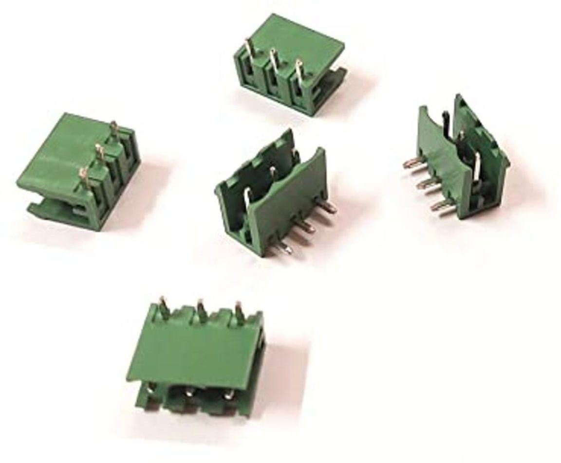 erhindia (Pack of 5) 5085 Plug In Type Screw Terminal Connector - 3 Pin - 5.08mm 300V/15A, 28-12 AWG Pitch Right Angle Screw Terminal Block Male Connector XY2500 Connector-picture-19