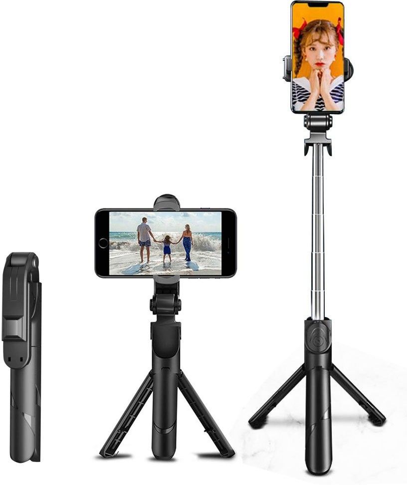 G2L 2 in 1 Wireless Selfie Stick Tripod with Bluetooth Shutter Remote Monopod, Tripod
