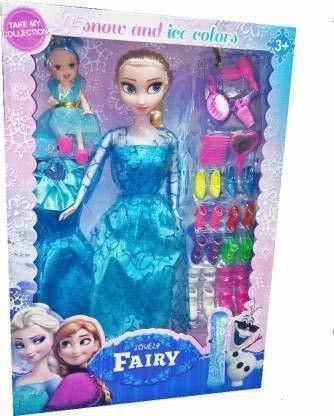 Fashion Doll Play Set with one Big Doll, One Small Doll, Dresses, pair of shes and Fashion Accessories-image-7