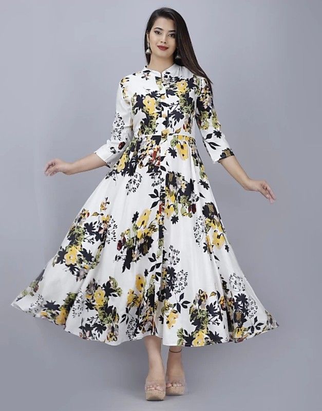 Women Gown Silver Ankle Length Dress-image-43