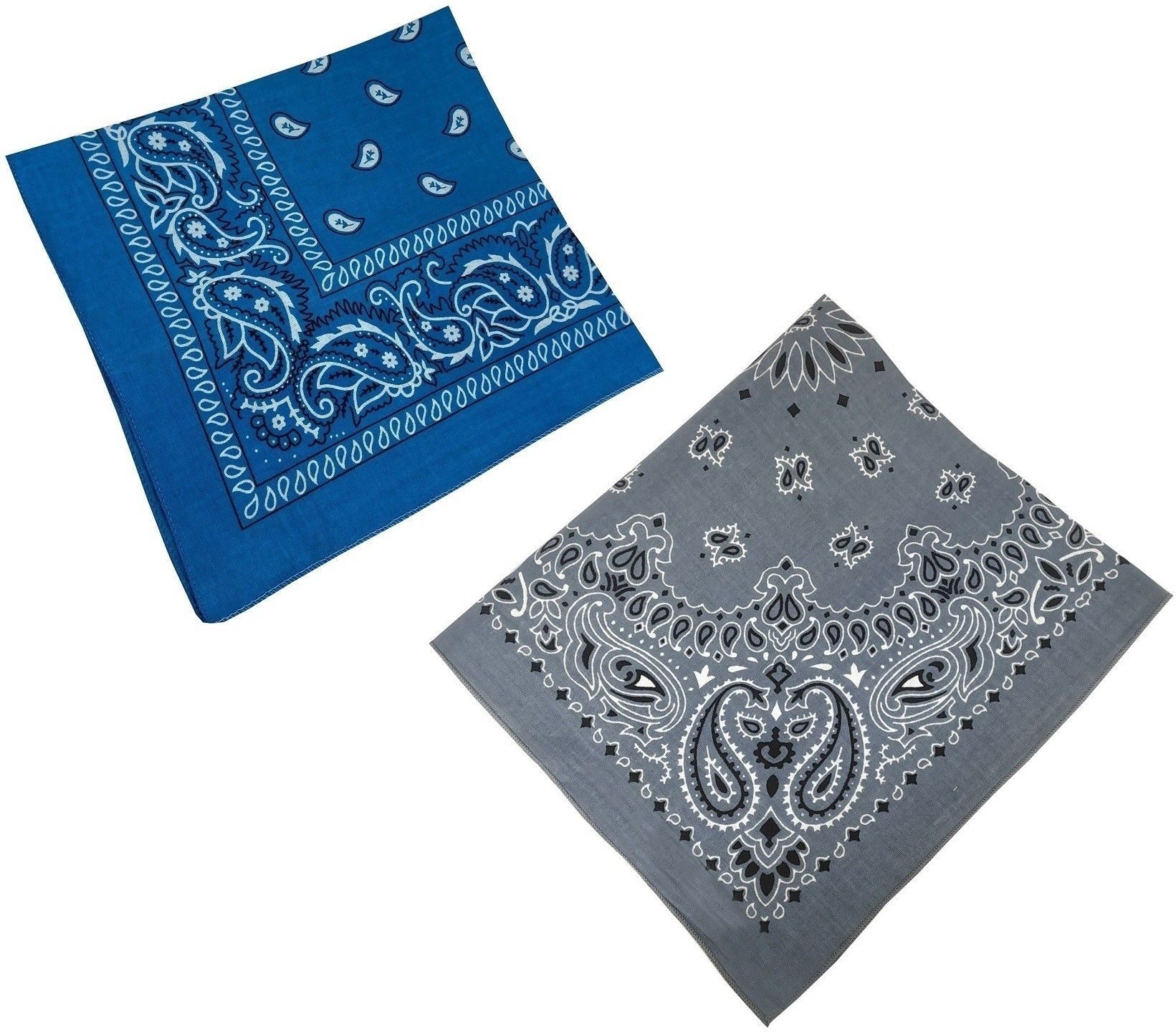 Uniqon Combo Of 2 Pcs Grey And Sky Blue Double Side Printed Multifunctional Paisley Printed Hankie ["Multicolor"] Handkerchief-picture-15