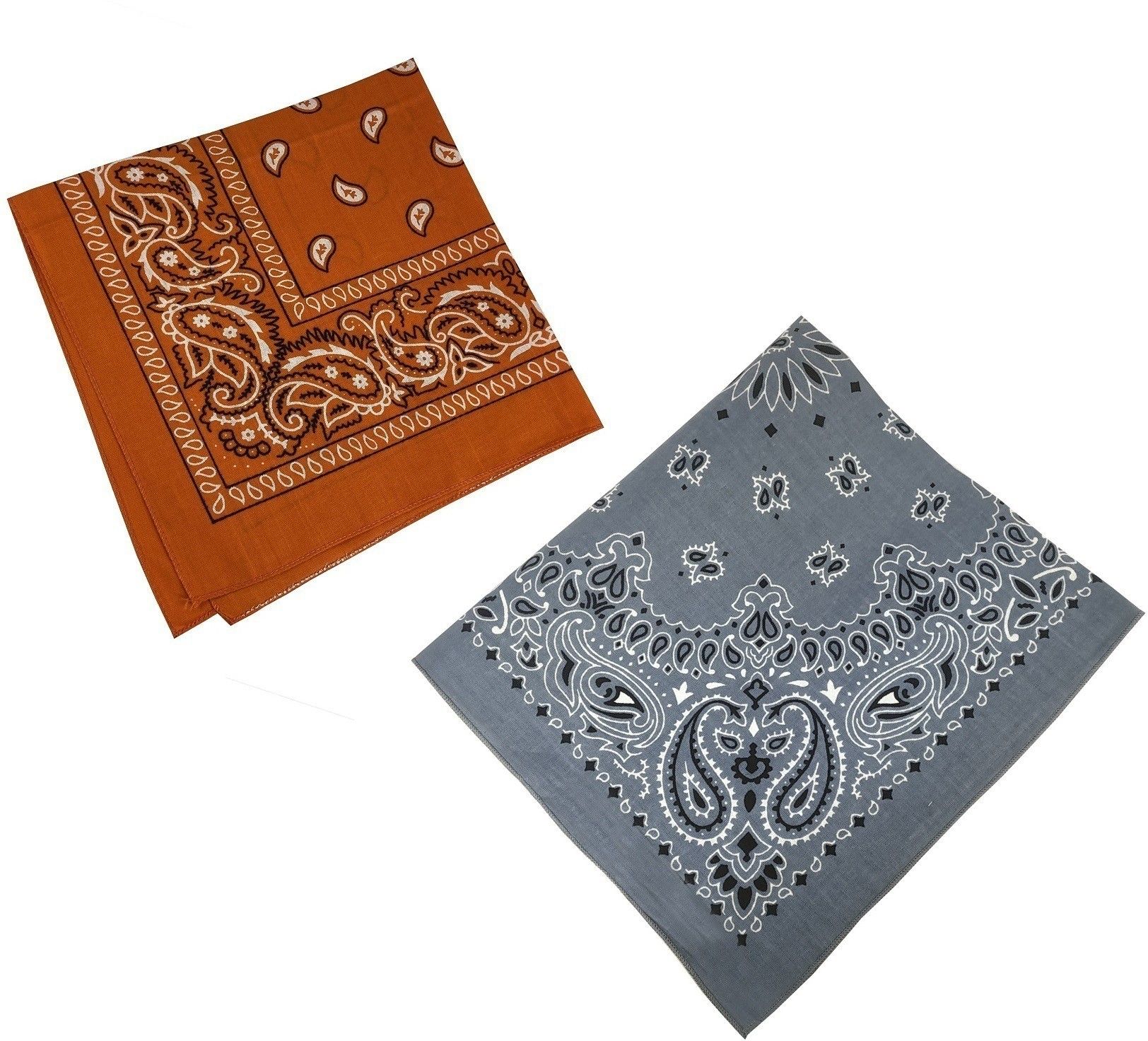 BIGWHEEL Combo Of 2 Pcs Grey And Orange Double Side Printed Multifunctional Paisley Printed Hankie ["Multicolor"] Handkerchief-image-16